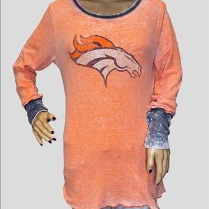 Touch by Alyssa Milano Waffle Knit Long Sleeve Shirt NFL Denver Broncos XL VGC